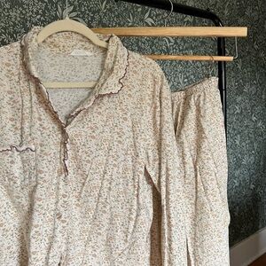 Butter yellow floral pajama set